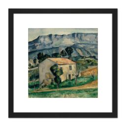 Artery8 Cezanne Paul House In Provence 8X8 Inch Square Wooden Framed Wall Art Print Picture with Mount in Black - thumbnail 1