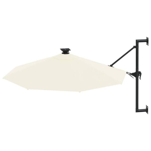 Berkfield Home Elegant Wall-mounted Parasol with LEDs & Metal Pole 300 cm Sand in Beige - image 1
