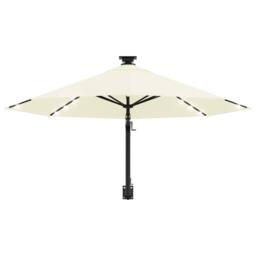 Berkfield Home Elegant Wall-mounted Parasol with LEDs & Metal Pole 300 cm Sand in Beige - thumbnail 4