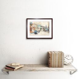 "Artery8 Wall Art Print Havana Cuba Street Painting Sketch Framed in Brown - Size: W7"" x H9""" - thumbnail 2