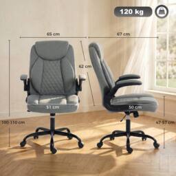 HOMCOM Linen-Look Computer Desk Chair with Thick Cushion in Grey - thumbnail 3