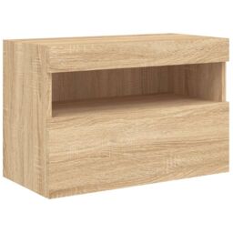 Berkfield Home TV Wall Cabinet with LED Lights Sonoma Oak 60x30x40 cm in Brown - Size: 60 x 30 x 40 cm - thumbnail 3