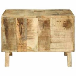 Berkfield Home Coffee Table 50x50x35 cm Solid Rough Wood Mango in Brown - Size: 50 x 50 x 35 cm - thumbnail 4
