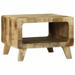 Berkfield Home Coffee Table 50x50x35 cm Solid Rough Wood Mango in Brown - Size: 50 x 50 x 35 cm - thumbnail 5
