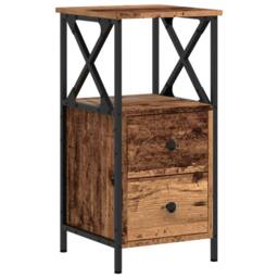 Berkfield Home Bedside Cabinets 2 pcs Old Wood 34x35.5x70 cm Engineered Wood in Brown - thumbnail 5
