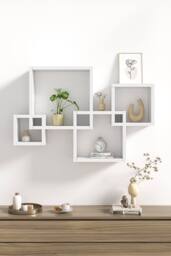 Living and Home 4 Cube Intersecting Easy-to-Assemble Floating Wall Mount Shelves for Bedrooms and Living Rooms in White