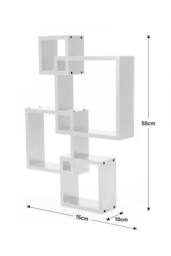Living and Home 4 Cube Intersecting Easy-to-Assemble Floating Wall Mount Shelves for Bedrooms and Living Rooms in White - thumbnail 3
