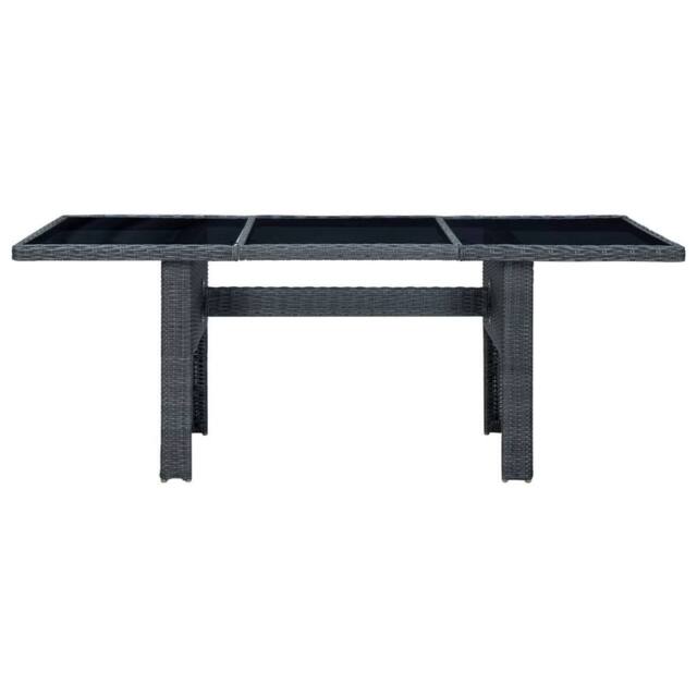 Berkfield Home Garden Table Dark Grey Poly Rattan & Tempered Glass - image 1