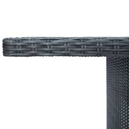 Berkfield Home Garden Table Dark Grey Poly Rattan & Tempered Glass - thumbnail 4