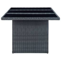 Berkfield Home Garden Table Dark Grey Poly Rattan & Tempered Glass - thumbnail 3