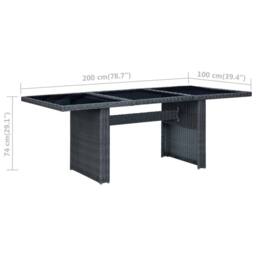 Berkfield Home Garden Table Dark Grey Poly Rattan & Tempered Glass - thumbnail 5