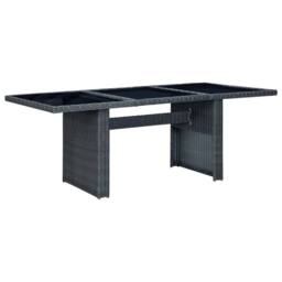 Berkfield Home Garden Table Dark Grey Poly Rattan & Tempered Glass - thumbnail 2