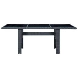 Berkfield Home Garden Table Dark Grey Poly Rattan & Tempered Glass - thumbnail 1