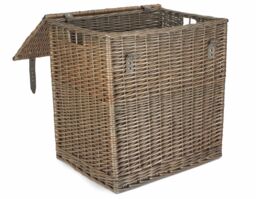 Red Hamper Wicker Antique Wash Vintner Storage Picnic Basket in Grey - Size: Small - thumbnail 1