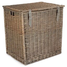 Red Hamper Wicker Antique Wash Vintner Storage Picnic Basket in Grey - Size: Small - thumbnail 2