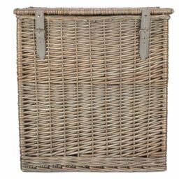Red Hamper Wicker Antique Wash Vintner Storage Picnic Basket in Grey - Size: Small - thumbnail 4