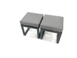 Fimous 8 Seater Aluminium Outdoor Garden Furniture Set with Adjustable Rising Lifting Dining Table 3 Seater Sofa 2 Small Footstool Dark Grey - thumbnail 6