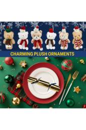 kreativekraft 6 Plush Teddy Crackers Christmas Gift - thumbnail 4
