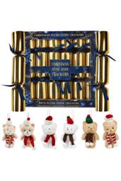 kreativekraft 6 Plush Teddy Crackers Christmas Gift - thumbnail 1