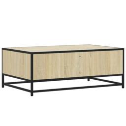 Berkfield Home Coffee Table Sonoma Oak 90x57x35 cm Engineered Wood & Metal in Light Tan - Size: 90 x 57 x 35 cm - thumbnail 7