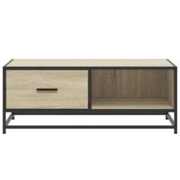 Berkfield Home Coffee Table Sonoma Oak 90x57x35 cm Engineered Wood & Metal in Light Tan - Size: 90 x 57 x 35 cm - thumbnail 5