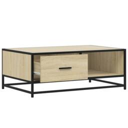 Berkfield Home Coffee Table Sonoma Oak 90x57x35 cm Engineered Wood & Metal in Light Tan - Size: 90 x 57 x 35 cm - thumbnail 8