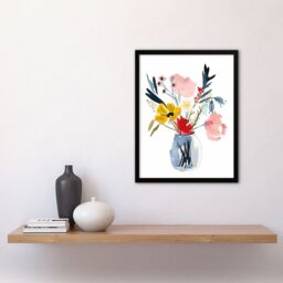 Artery8 Spring Wildflower Bouquet in Vase Watercolour Framed Art Print - Size: A4 - thumbnail 4