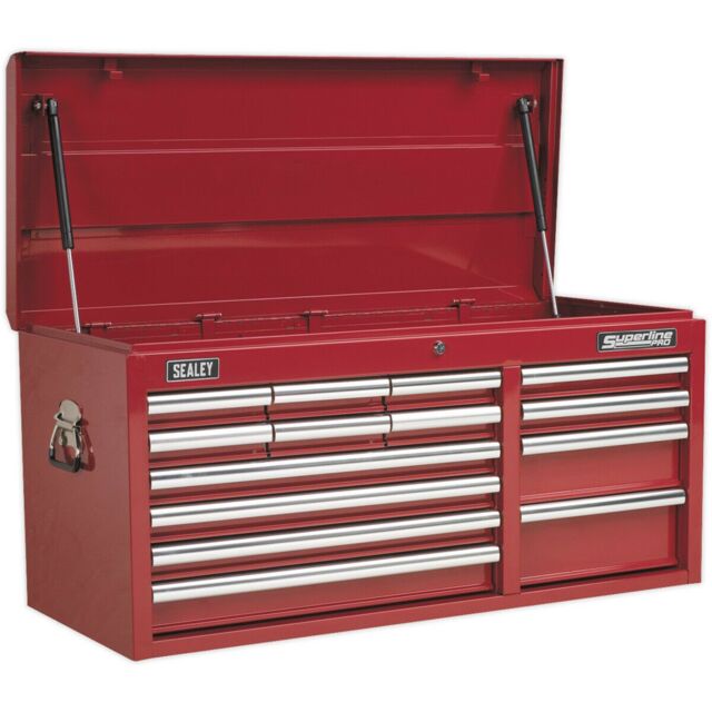 Loops 1025 x 435 x 490mm RED 14 Drawer Topchest Tool Chest Lockable Storage Cabinet - image 1