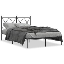 Berkfield Home Metal Bed Frame without Mattress with Headboard Black 120x190cm - Size: 120x190 cm - thumbnail 3
