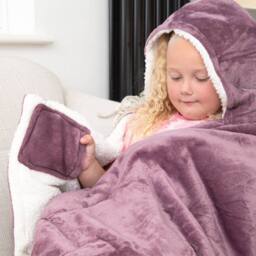 Duncan Stewart Personalised Children's Hooded Sherpa Blanket in Black - thumbnail 5