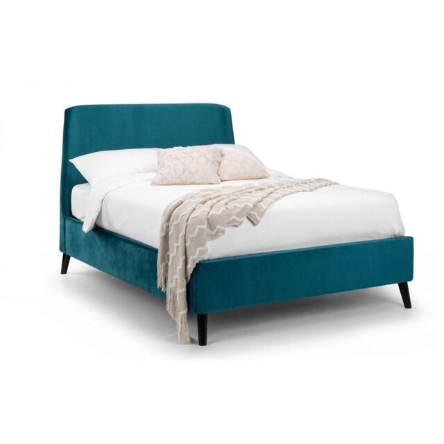 Ashfield Teal Velvet Premium Curved Bed Frame - Double - image 1