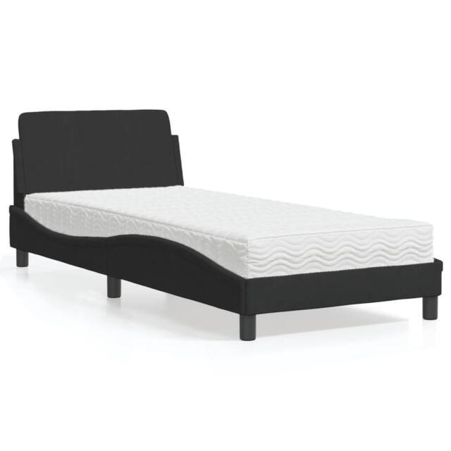 Berkfield Home Bed with Mattress Black Single Velvet - image 1