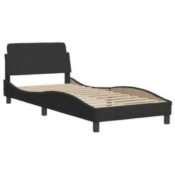 Berkfield Home Bed with Mattress Black Single Velvet - thumbnail 4