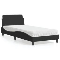 Berkfield Home Bed with Mattress Black Single Velvet - thumbnail 1