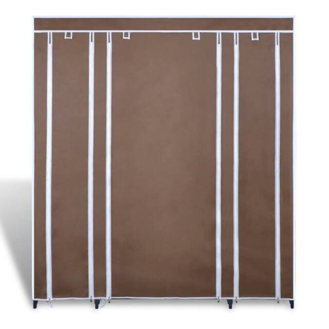 Berkfield Home Fabric Wardrobe with Compartments & Rods 45x150x176 cm Brown - Size: 45 x 150 x 176 cm - image 1
