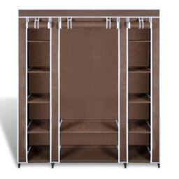 Berkfield Home Fabric Wardrobe with Compartments & Rods 45x150x176 cm Brown - Size: 45 x 150 x 176 cm - thumbnail 5