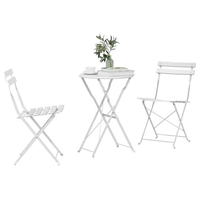 Berkfield Home White 3-Piece Folding Bistro Set - White Steel - image 1