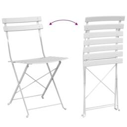 Berkfield Home White 3-Piece Folding Bistro Set - White Steel - thumbnail 9