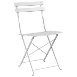 Berkfield Home White 3-Piece Folding Bistro Set - White Steel - thumbnail 5