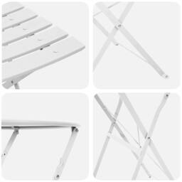 Berkfield Home White 3-Piece Folding Bistro Set - White Steel - thumbnail 8