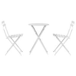 Berkfield Home White 3-Piece Folding Bistro Set - White Steel - thumbnail 7