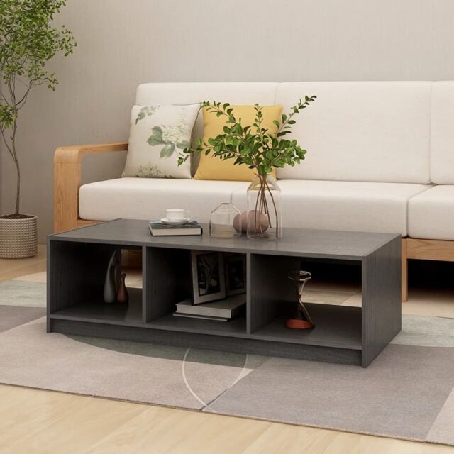 Berkfield Home Coffee Table Grey 110x50x34 cm Solid Pinewood - Size: 110 x 50 x 34 cm - image 1