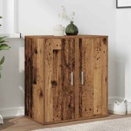 Berkfield Home Shoe Cabinets 2 pcs Old Wood 32x35x70 cm Engineered Wood in Brown - Size: 32 x 35 x 70 cm - thumbnail 2
