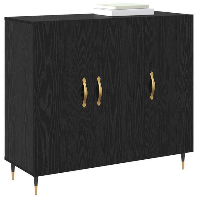 Berkfield Home Sideboard with Storage with Door Black 90 x 34 x 80 cm Engineered wood - image 1
