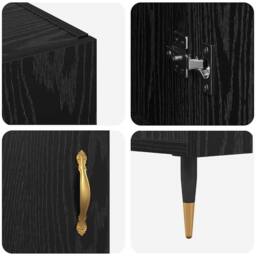Berkfield Home Sideboard with Storage with Door Black 90 x 34 x 80 cm Engineered wood - thumbnail 9