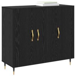 Berkfield Home Sideboard with Storage with Door Black 90 x 34 x 80 cm Engineered wood - thumbnail 1