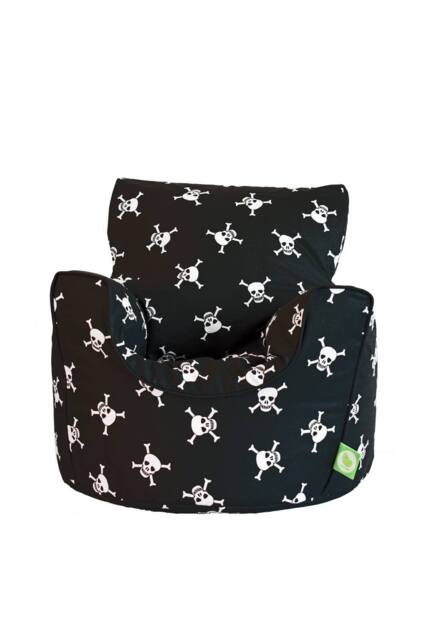 Bean Lazy Cotton Black Pirate Skull & Cross Bones Bean Bag Arm Chair with Beans Child / Teen size - Size: Large - image 1