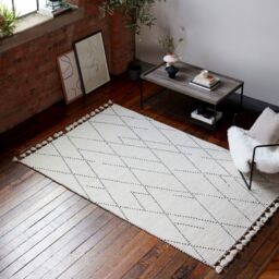 The Rug Shop UK Cream Modern Wool Easy to clean Hand Made Geometric Area Rug - Size: 160 cm x 230 cm - thumbnail 2