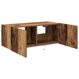 Berkfield Home TV Wall Cabinet with LED Lights Old Wood 80x35x31 cm in Brown - Size: 80 x 35 x 31 cm - thumbnail 6