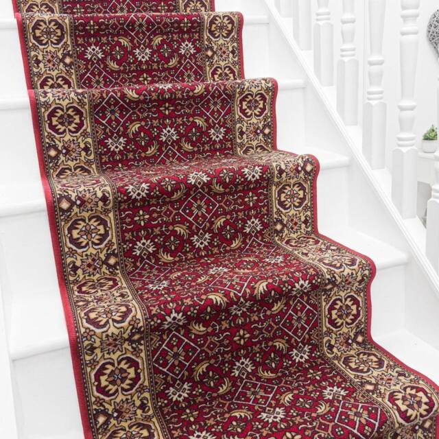 runrug Stair Runner Carpet - Durable, Non-Slip, 5.4mm - 'Bidjar' in Red - Size: 66 cm x 690 cm - image 1